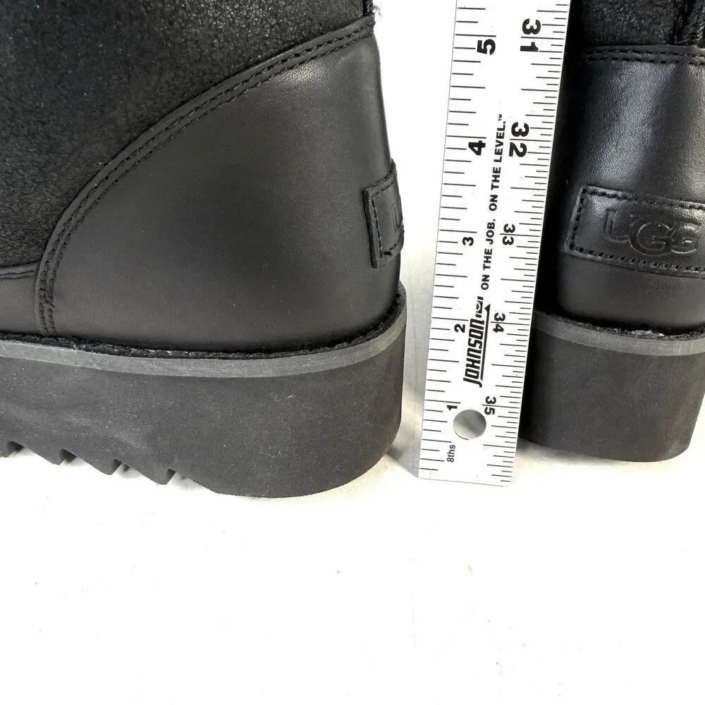 UGG Moto Punk OTK Boot Black Biker Buckle Zipper Round Toe Women's Size 10